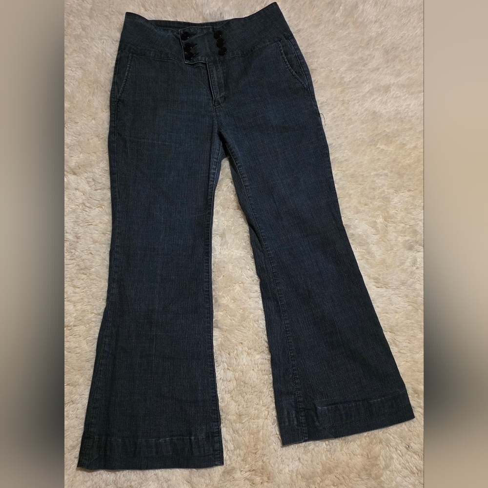 FOR ME The Tailored Jean Darkwash Flare Leg Sailor Style Trouser Pants Sz. 13x29